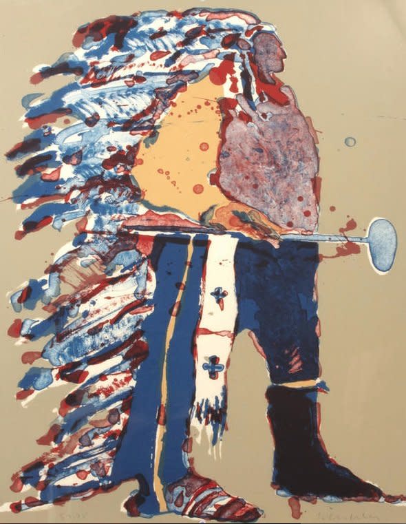 Fritz Scholder, Indian Portrait with Tomahawk State I #32/75