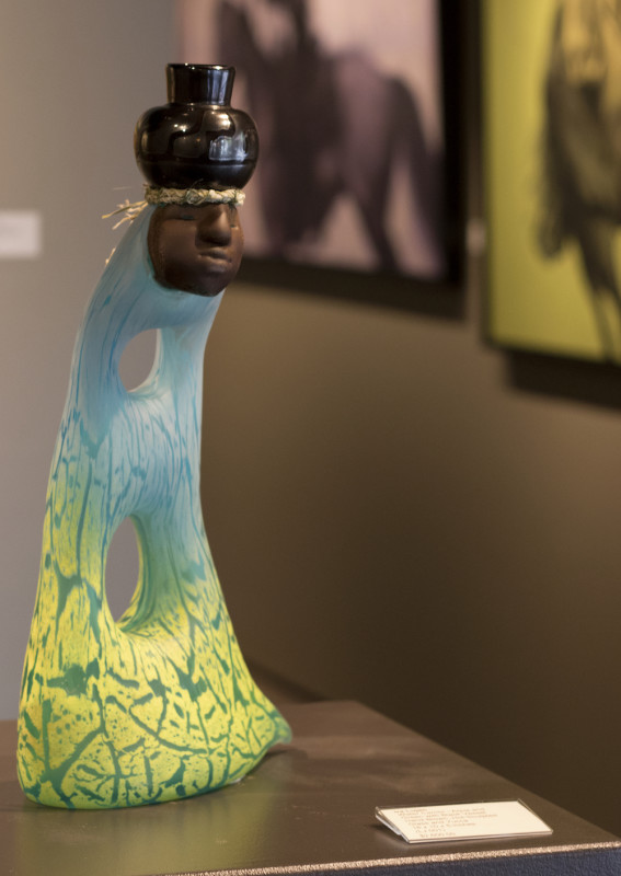 Ira Lujan - Water Carrier - Aqua and Green with Black Vessel