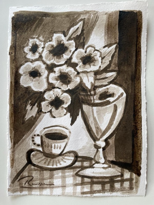 Erik Renssen, Size S | Cup and saucer with flowers in a vase, 2024