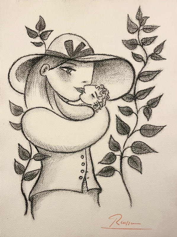 Erik Renssen, Mother and child with foliage, 2025