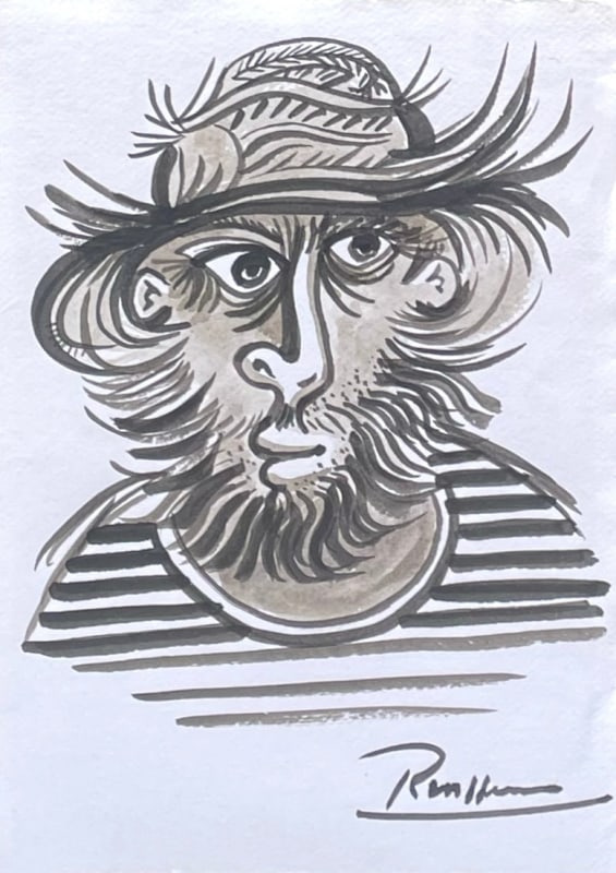 Erik Renssen, Size M | Bearded man in a straw hat, 2023