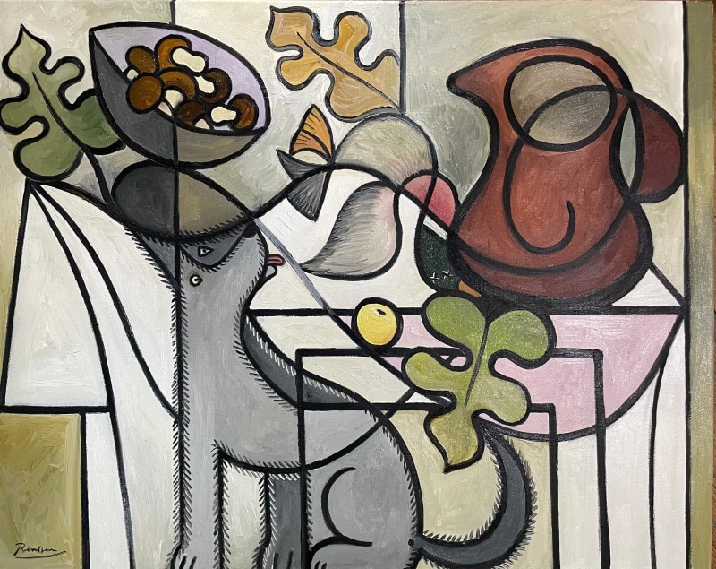 Erik Renssen, Size L | Dog, duck, mushrooms and a pitcher., 2025