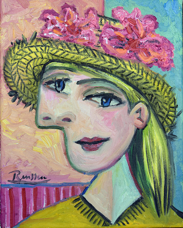 Erik Renssen, Girl with flowers in her hat, 2022