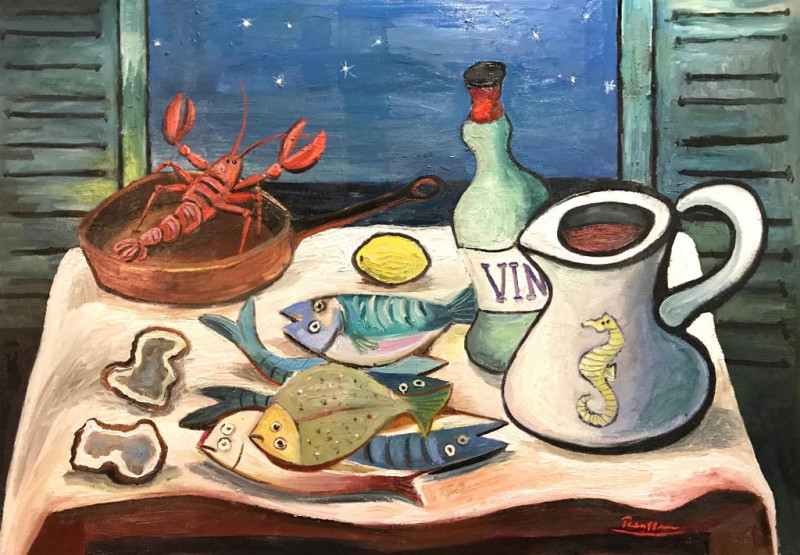 Erik Renssen, Seafood on a table, 2018