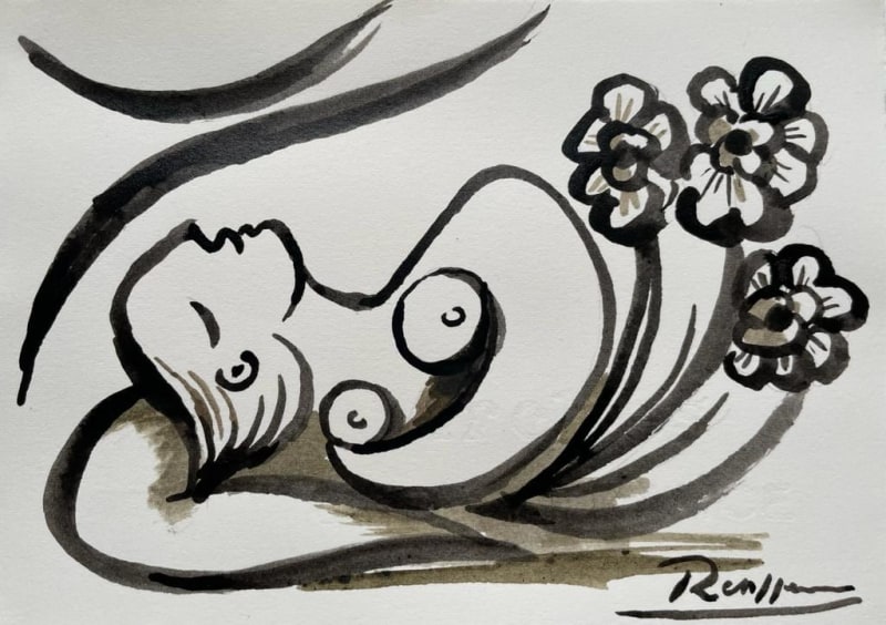 Erik Renssen, Size S | Nude with flowers, 2023