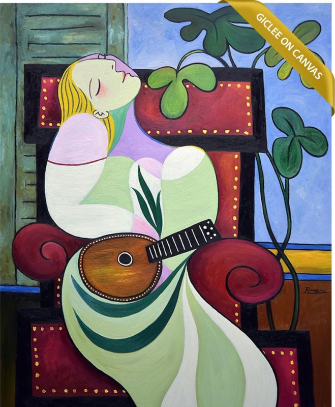 Erik Renssen, Size L | Dreaming woman with mandolin | edition of 10, 2019