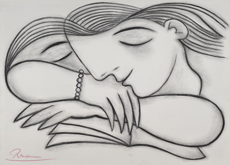 Erik Renssen, Size M | Woman sleeping over a letter, 2021