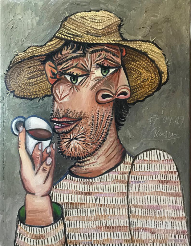 Erik Renssen, Man drinking coffee, 2019