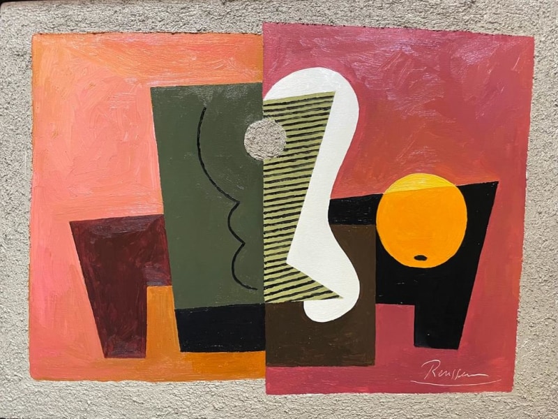 Erik Renssen, Glass and orange on a table, 2023