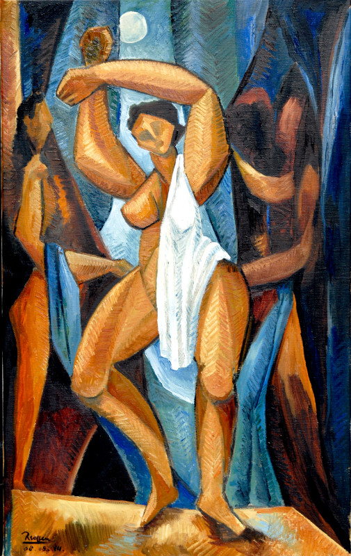 Erik Renssen, Standing nude with drapery and figures, 2014