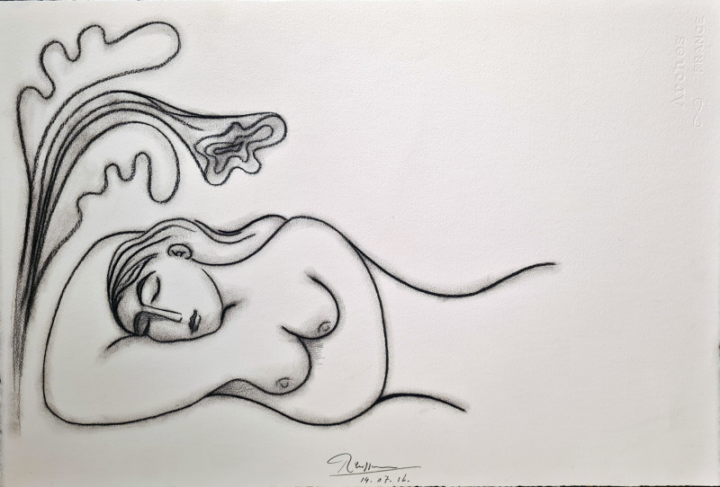 Erik Renssen, Size M | Nude with flower, 2016