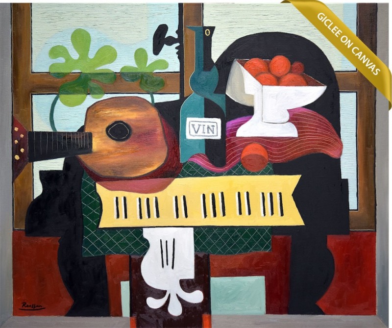 Erik Renssen, Size L | Guitar, bottle and oranges on a piano | edition of 10, 2019