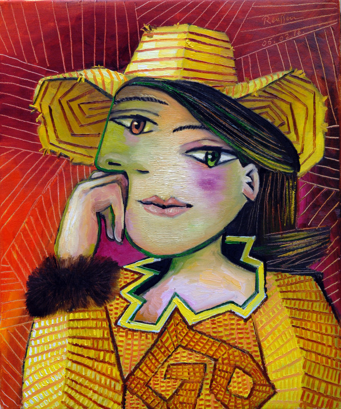 Erik Renssen, Woman in a yellow hat, 2016