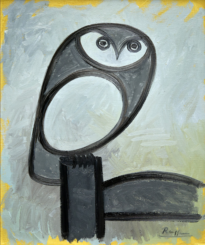 Erik Renssen, Size M | Owl on a chair, 2020