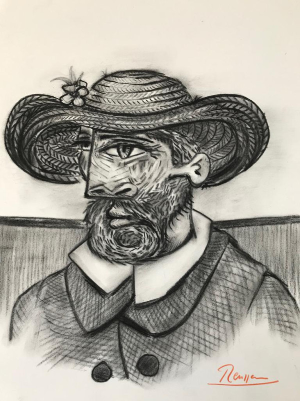 Erik Renssen, Man in a straw hat, 2019
