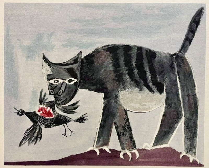 Pablo Picasso, Cat with bird (1939), 1955