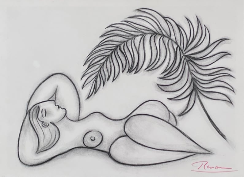 Erik Renssen, Size S | Nude under palm leaf, 2023