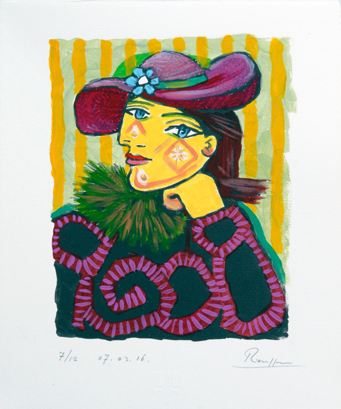 Erik Renssen, Woman in a straw hat with flower 3, (III), 2016