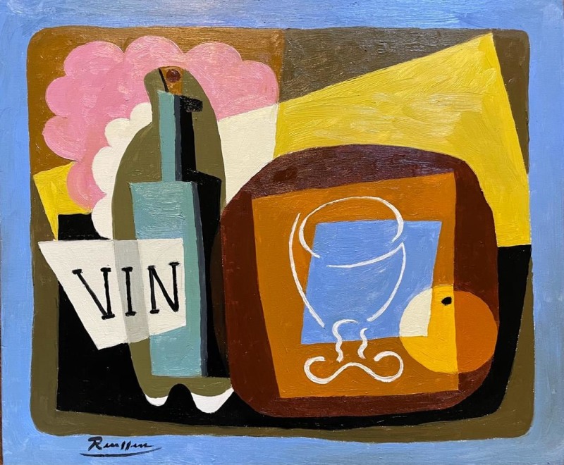 Erik Renssen, Bottle of wine and glass, 2023