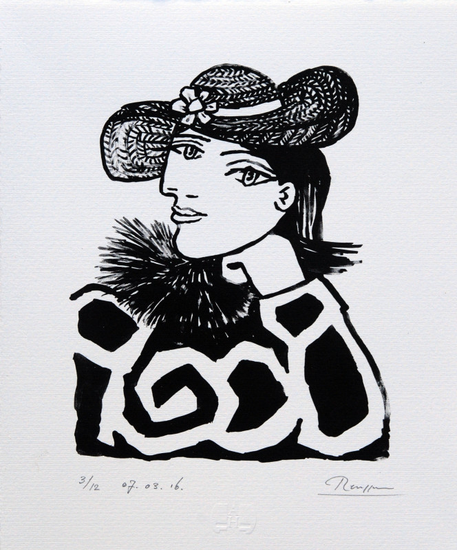 Erik Renssen, Size S | Lady in a straw hat with flower II, 2016