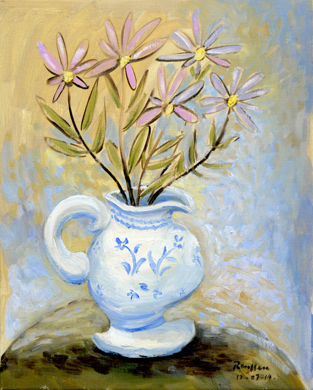 Erik Renssen, Size S | Blue pitcher with flowers | edition of 10, 2014