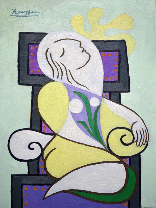 Erik Renssen, Seated woman with leaves , 2019
