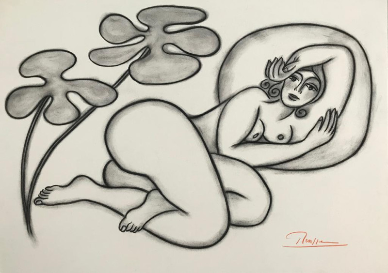 Erik Renssen, Nude on a pillow, 2019