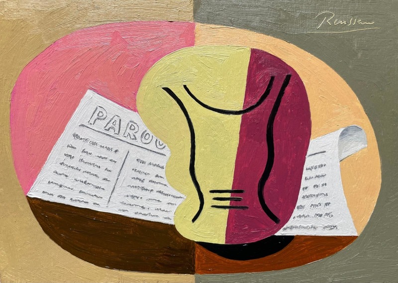 Erik Renssen, Size S | Glass and newspaper, 2025