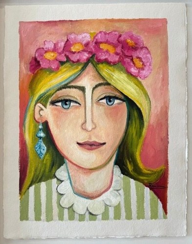 Erik Renssen, Size S | Girl with pink flowers in her hair , 2025