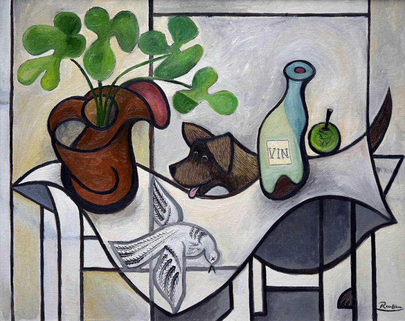 Erik Renssen, Size L | Still life with dog and dove, 2023