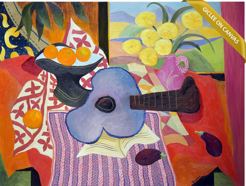 Erik Renssen, Size L | Guitar, fruitbowl and flowers in a vase | edition of 10, 2021