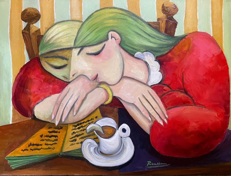 Erik Renssen, Size M | Woman at her desk , 2024