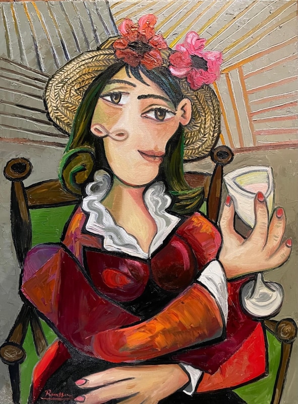 Erik Renssen, Woman with glass of champagne, 2024