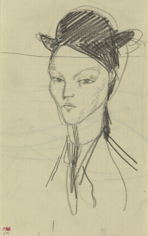 Amedeo Modigliani, The Amazon, Head & Shoulders, Three-Quarter View to Left, 1909