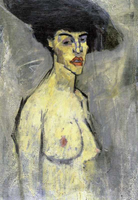 Amedeo Modigliani, Nude in Hat (recto), 1908