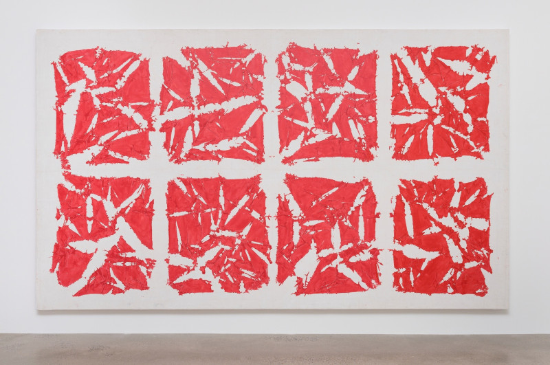 Simon Hantaï Tabula1980 Acrylic on linen adhered to canvas 93 ⅛ x 156 ⅝ in. (236.5 x 398 cm)