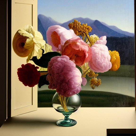 Wolfe von Lenkiewicz, Still Life Of Flowers By An Open Window, 2022
