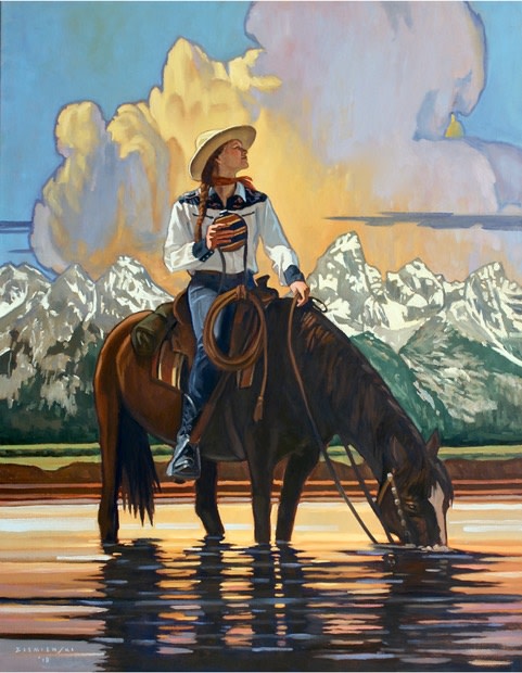 Featured painting, "Teton Reflections" 54 by 42 inches, Oil on Linen