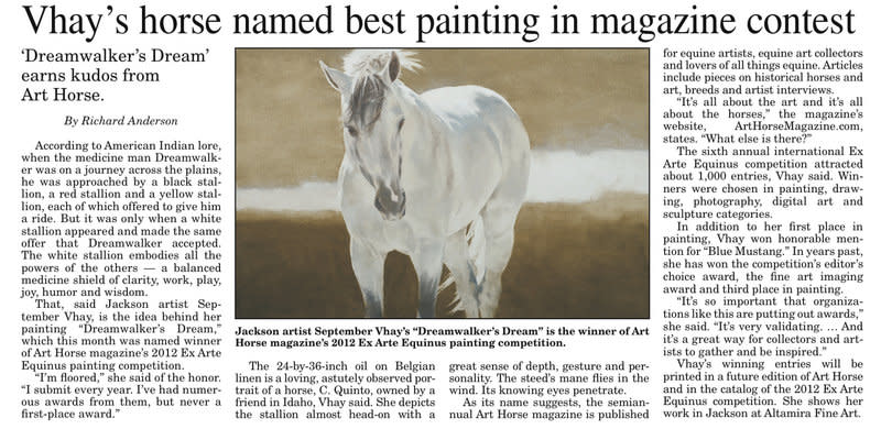 Vhay's Horse Named Best Painting in Magazine Contest