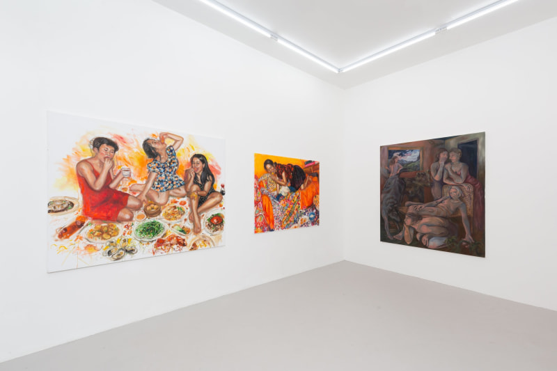 Caroline Wong, Xian Wei/Umami, 2022, Oil and oil pastel on canvas, 145 x 180 cm, indigo+madder