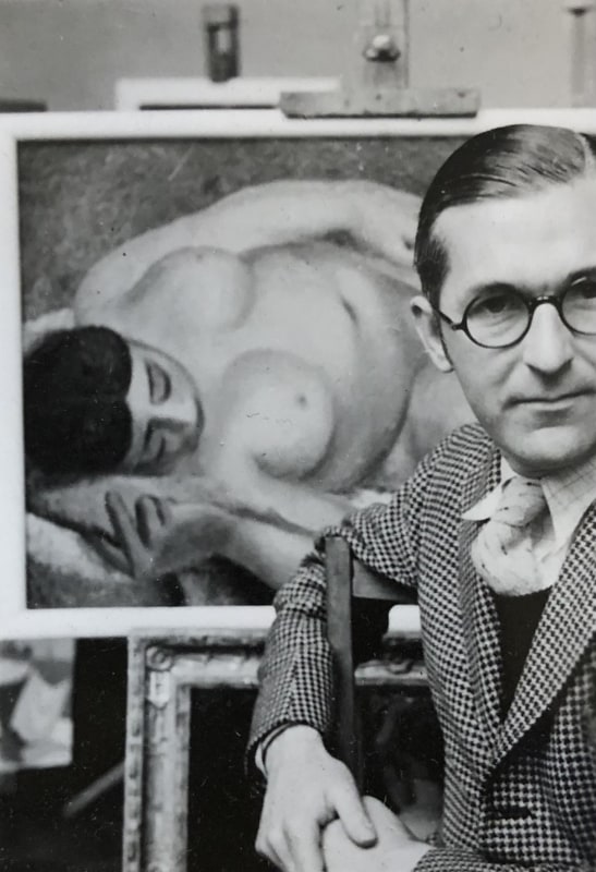George Elmslie Owen photographed at the Westminster School of Art in the 1930s.