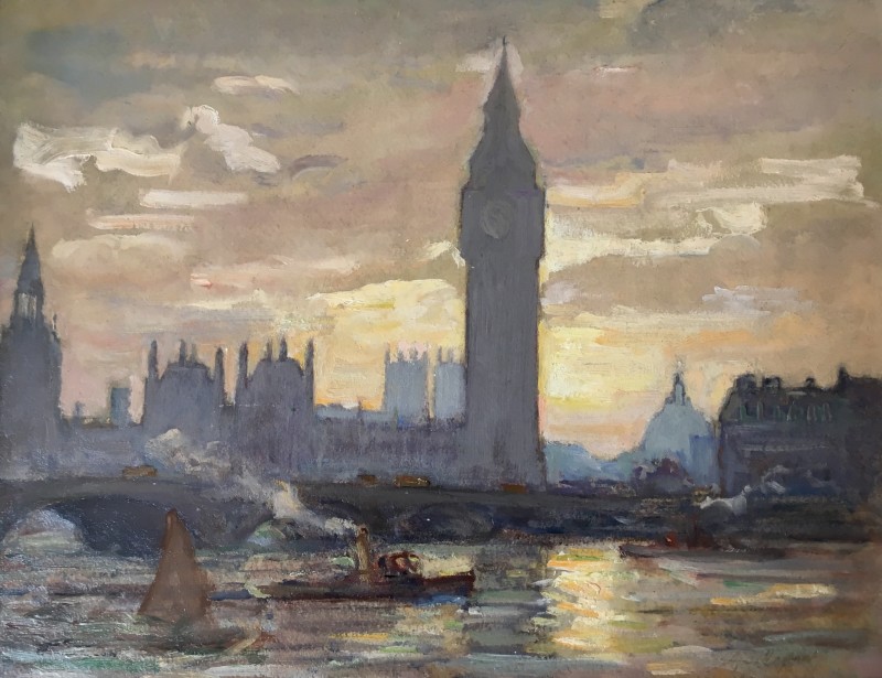 Alfred John Billinghurst (1880-1965) The Thames at Westminster, c. 1920