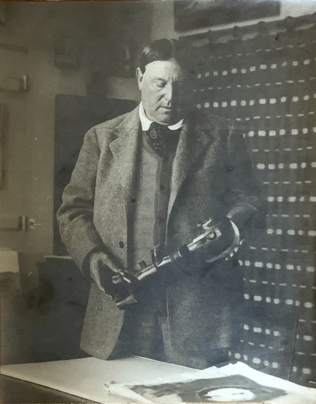 Man Ray, Maurice de Vlaminck with a Fang (Gabon) Figure, c. 1920