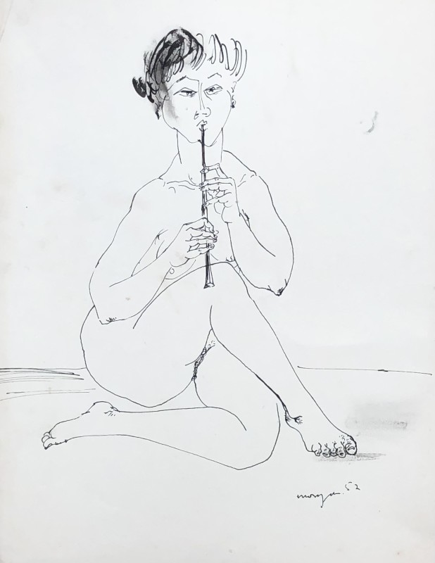 Glyn Morgan, Nude Playing a Flute III, 1952
