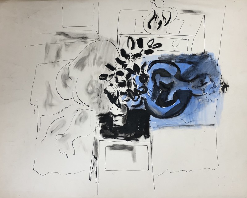 Glyn Morgan, Interior with Blue Nude, c. 1955