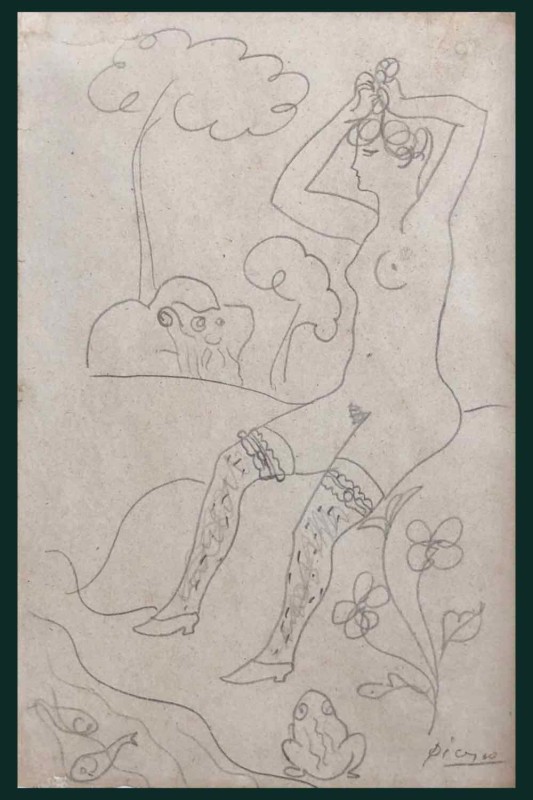 Pablo Picasso, Baigneuse au bord d'un ruisseau et un vieillard, 1903/4