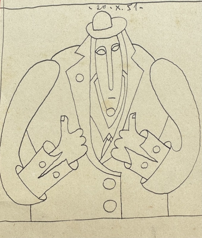 René Audebès, Figure with Thumbs Up I, 1951