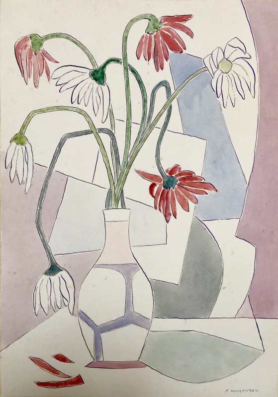 Peter Humphrey, Cubist Still Life with Flowers in a Vase, 1938