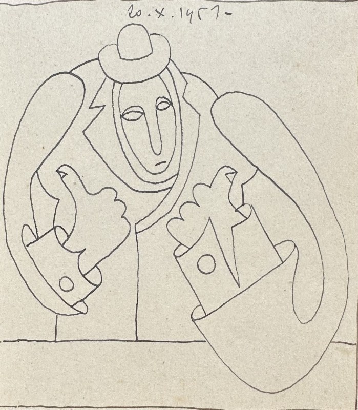 René Audebès, Figure with Thumbs Up II, 1951