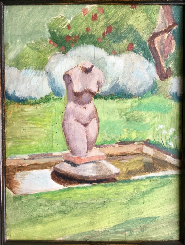 Vanessa Bell (1879-1961)The Garden at Charleston; Small pond with classical torso, c. 1940
